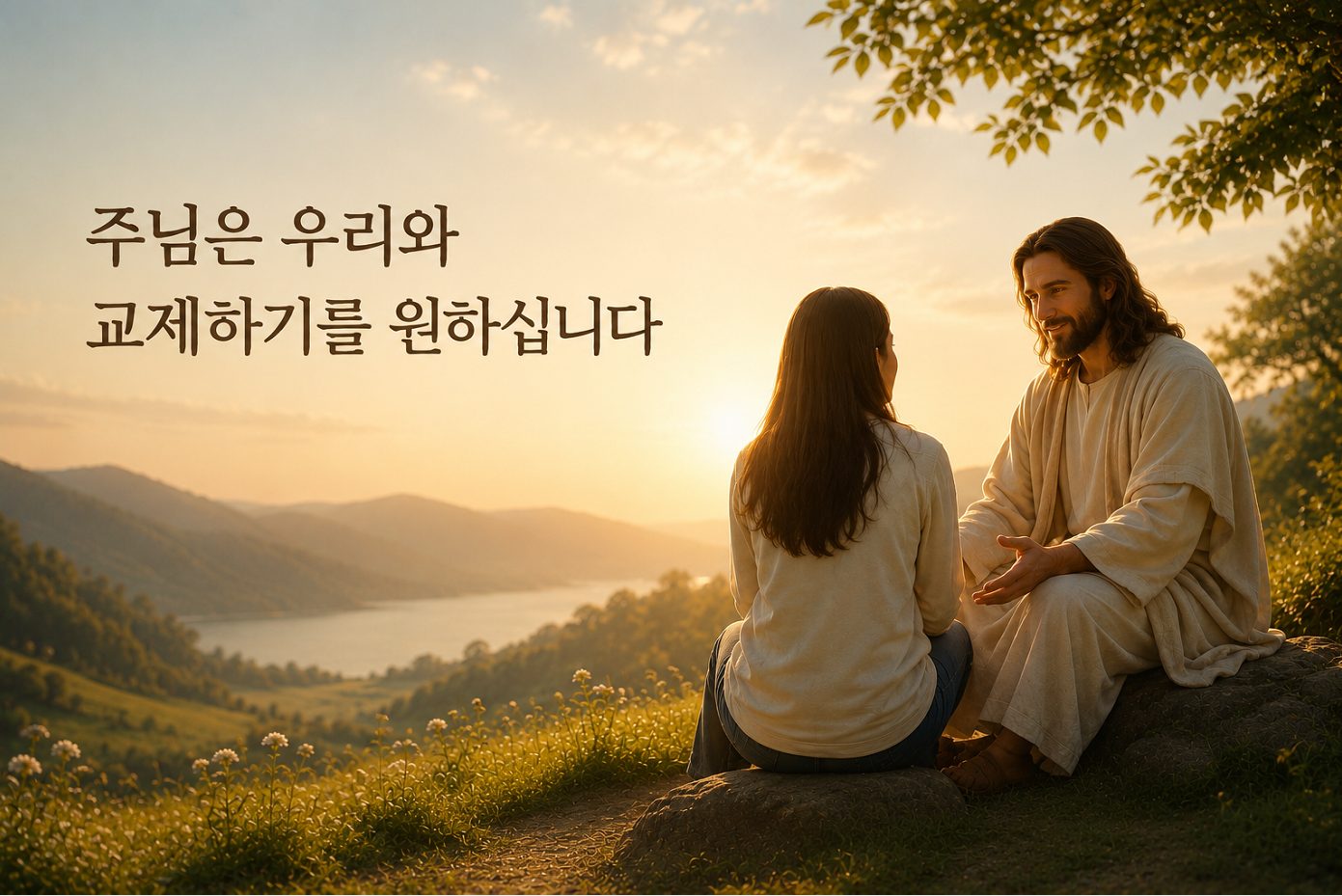 주님과 교제하는 모습을 그렸습니다.