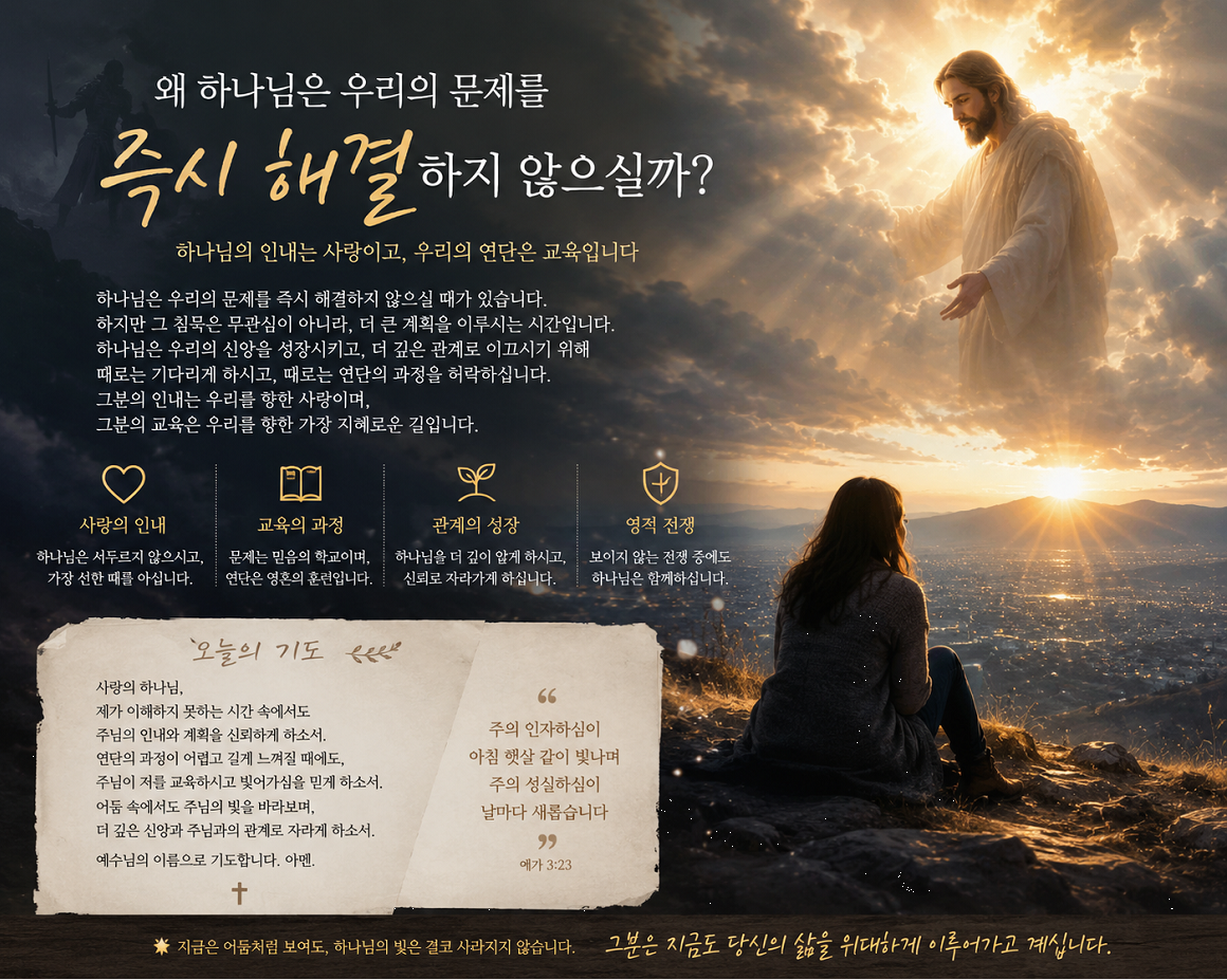 왜 하나님은 우리의 문제를 즉시 해결하지 않으실까? 기다림 속에 숨겨진 하나님의 뜻